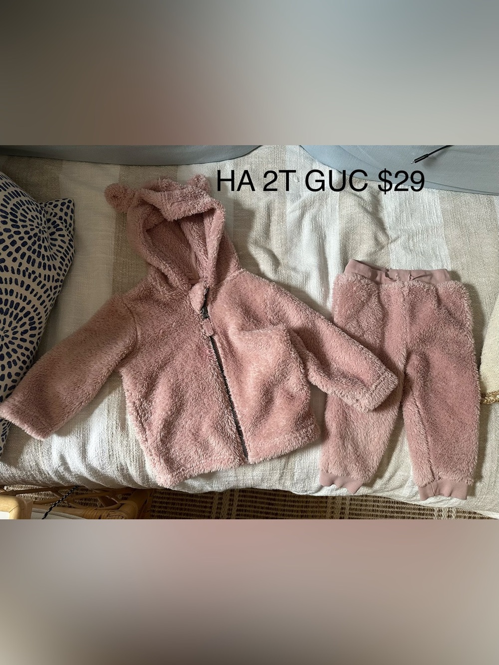 Hanna Andersson Dusty Pink Marshmallow Fuzzy Hooded Jacket & Pants Set